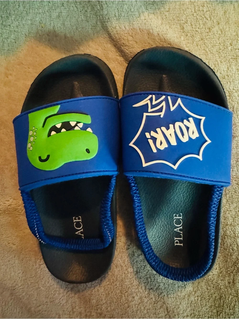The Children's Place Blue Dino 'Roar' Slide Sandals